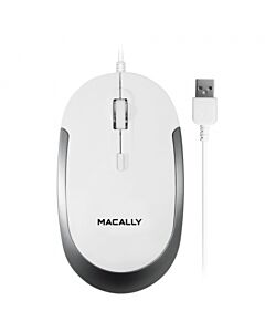 MACALLY USB optical quiet click mouse - White/Silver        